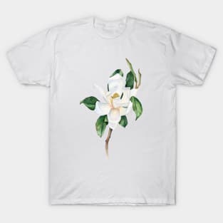 Watercolor white magnolia painting. T-Shirt